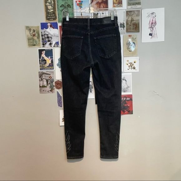 LEVIS 721 HIGH RISE HIGH WAIST SKINNY JEANS STUD ACCENT DETAIL DARK WASH 28 - Picture 2 of 6